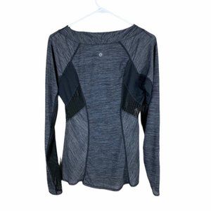 Lululemon grey and black space dye crochet blouse